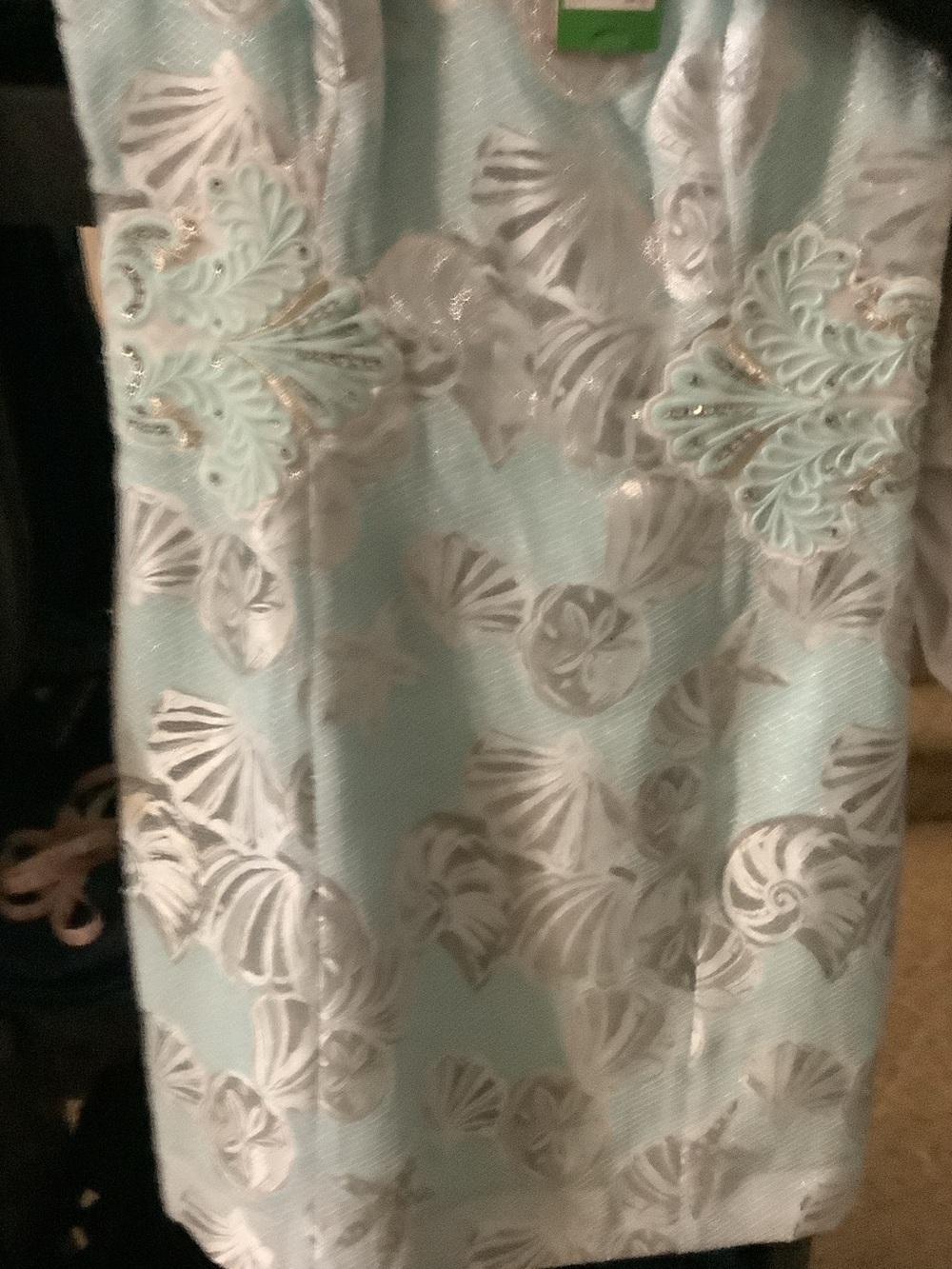 Lilly Pulitzer Light Aqua and Silver Metallic mila shift Seashell Dress - Picture 5 of 9